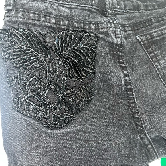 Jessica Simpson Collection | Black Noir Floral Lace Skinny Jeans Girls | Size 8 - Picture 7 of 9